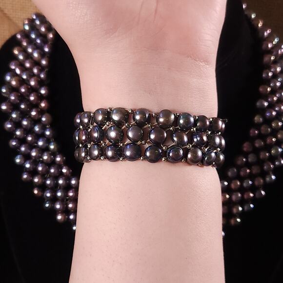 Pearl Necklace and Bracelet Set Heirloom Jewelry Natural Iridescent Real Pearls - Picture 3 of 10